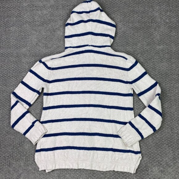 Faherty Knit Sweater Women's Small Rose Striped Kent Hooded Beige Blue Hoodie - Picture 3 of 9